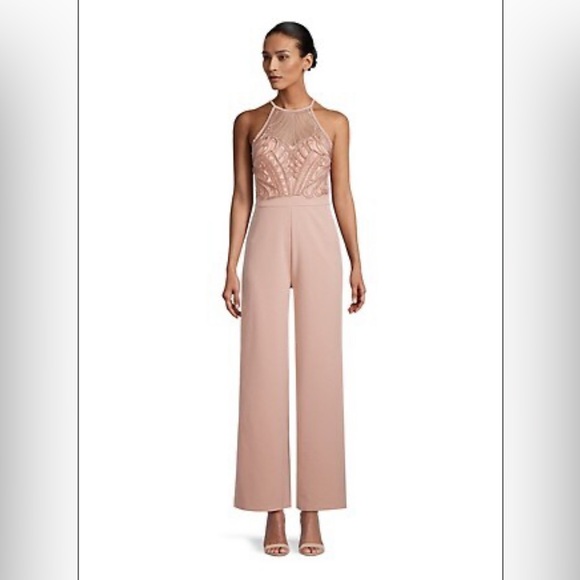 BNWT Lipsy Embroidered Halterneck Crepe Jumpsuit - Picture 1 of 3